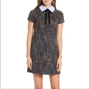 1901 Layered Preppy Collar Black Tweed Shift Dress Sz